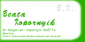 beata kopornyik business card